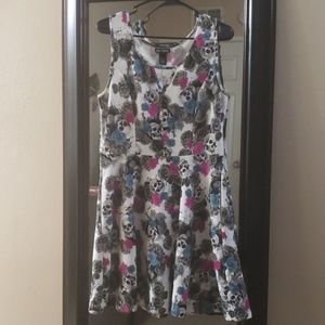 XL Hot Topic Skulls and Roses Skater Dress